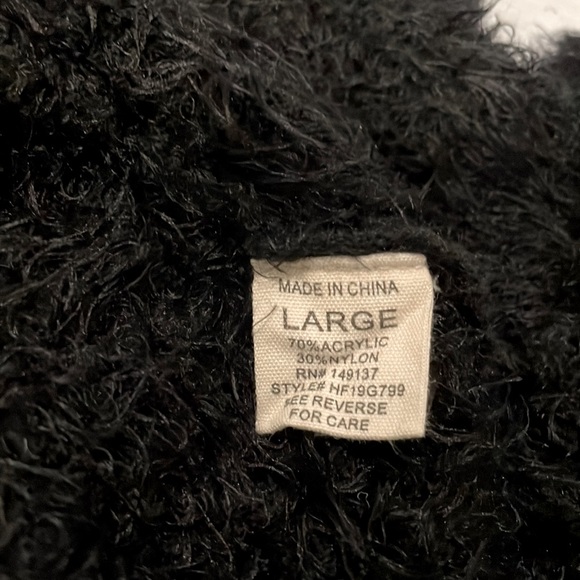 Fashion On Earth Black Eyelash Knit Deep V Back Twisted Sweater Women’s Large - Picture 11 of 16